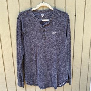 Hollister Heather Black Long Sleeve Henley-Medium